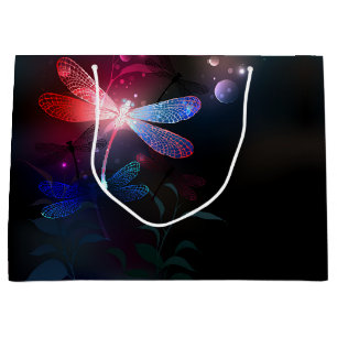 Glowing red dragonfly large gift bag