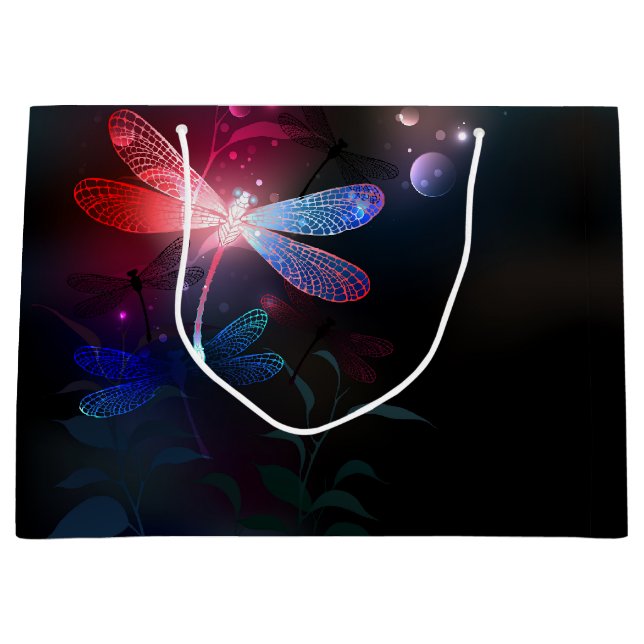 Glowing red dragonfly large gift bag (Front)