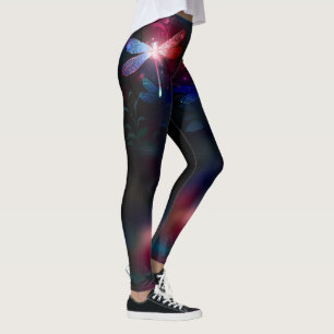 Glowing red dragonfly leggings