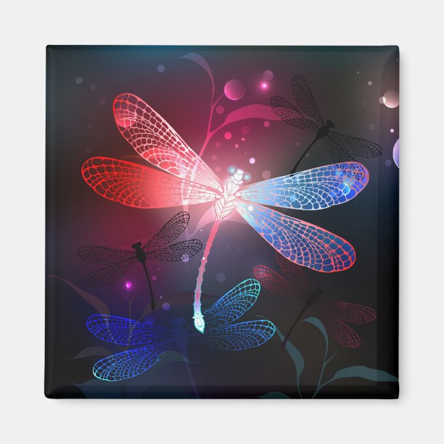 Glowing red dragonfly magnet (Front)