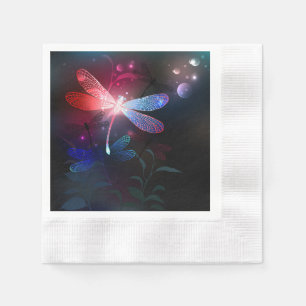 Glowing red dragonfly napkin