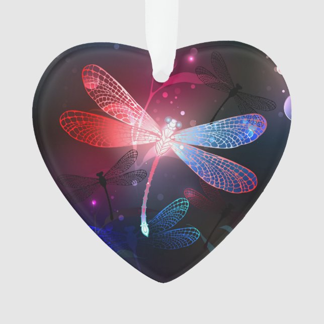 Glowing red dragonfly ornament (Front)