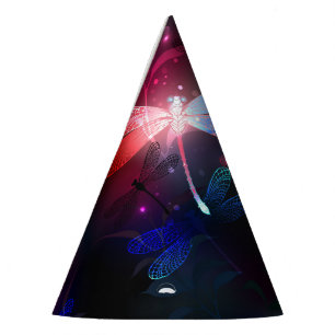 Glowing red dragonfly party hat