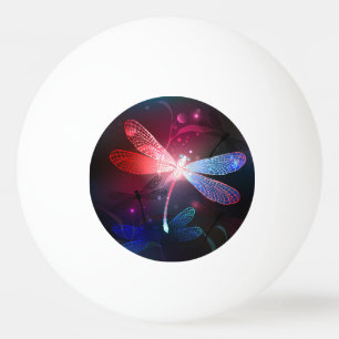 Glowing red dragonfly ping pong ball