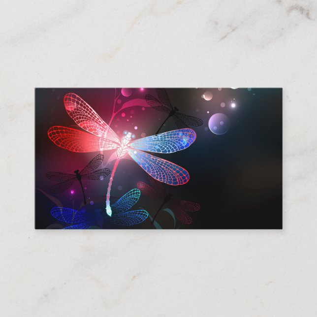 Glowing red dragonfly place card (Front)
