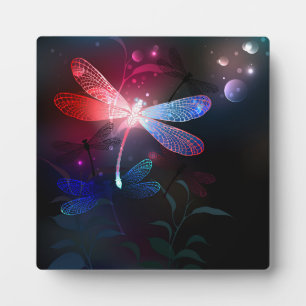 Glowing red dragonfly plaque