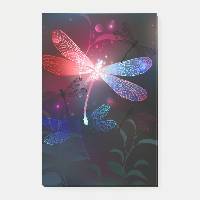 Glowing red dragonfly post-it notes (Front)