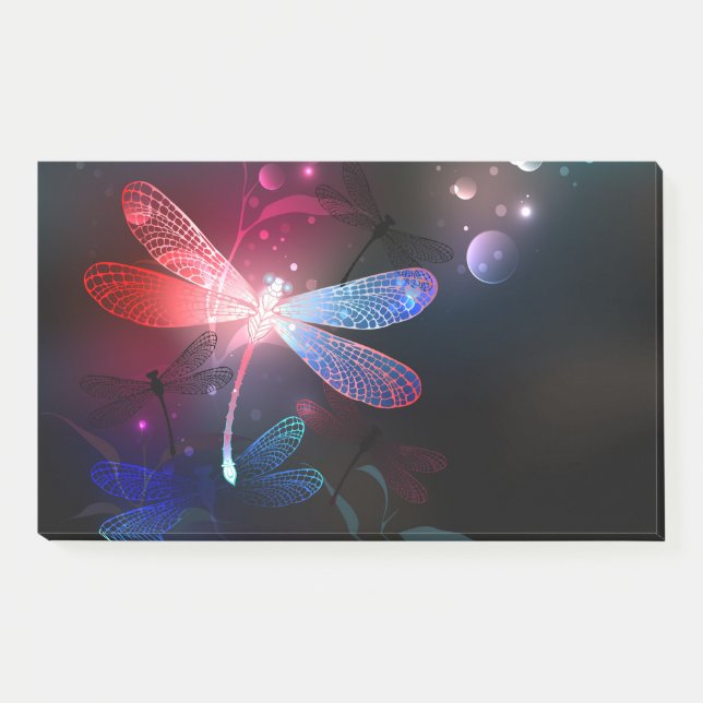 Glowing red dragonfly post-it notes (Front)