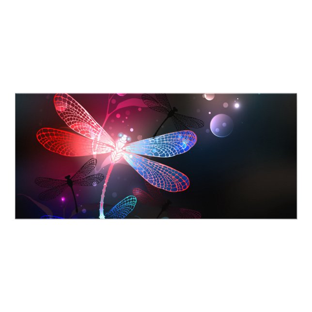 Glowing red dragonfly rack card (Front)