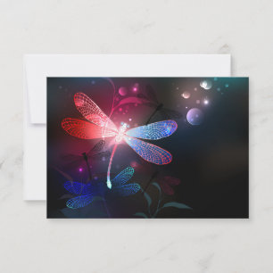 Glowing red dragonfly save the date