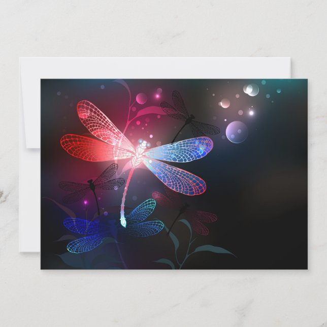 Glowing red dragonfly thank you card (Front)