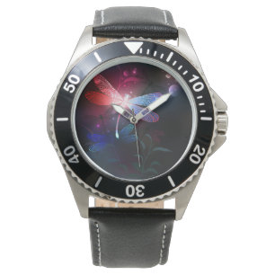 Glowing red dragonfly watch