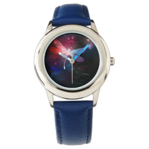 Glowing red dragonfly watch