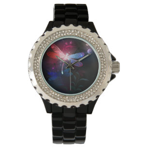 Glowing red dragonfly watch