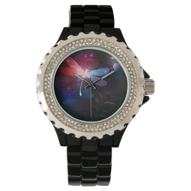Glowing red dragonfly watch (Front)