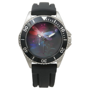 Glowing red dragonfly watch