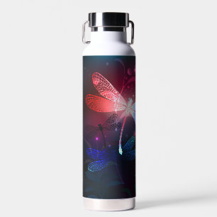 Glowing red dragonfly water bottle