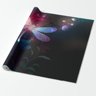 Glowing red dragonfly wrapping paper