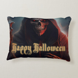 Glowing Red Eyes Reaper Halloween Art Decorative Cushion