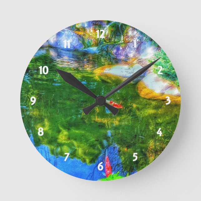 Glowing Reflecting Pond Round Clock (Front)