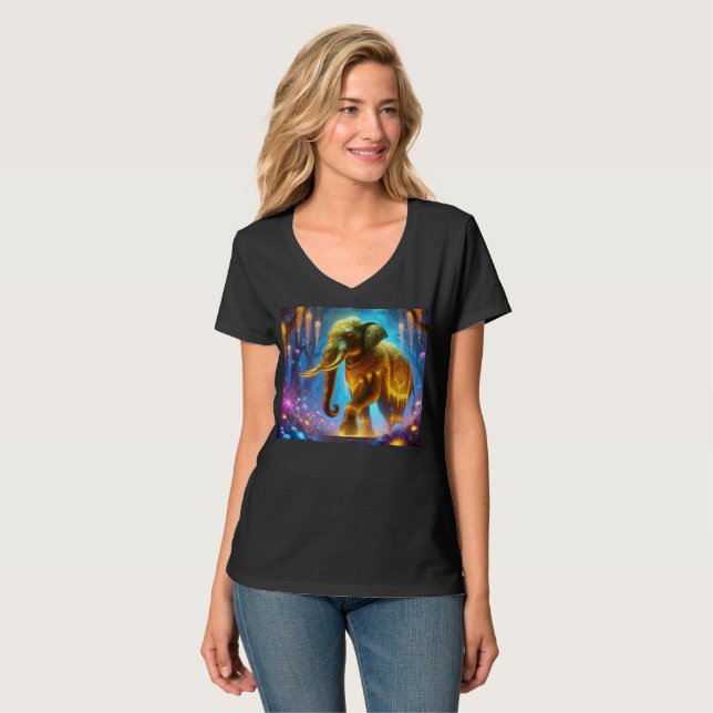 Glowing Regal Elephant T-Shirt Design. (Front Full)