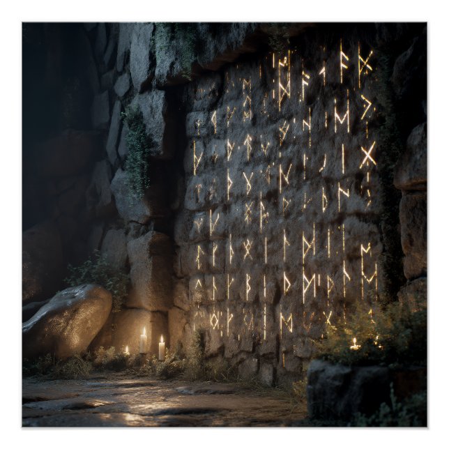 Glowing Rune Cavern Wall Poster (Front)