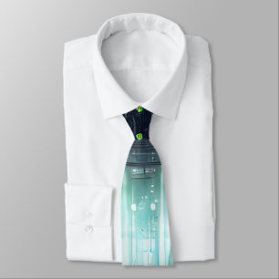 Glowing Sci-Fi Synthetic Cyber Tech Fiber Glass Tie