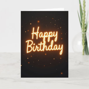 Glowing Script Birthday Card