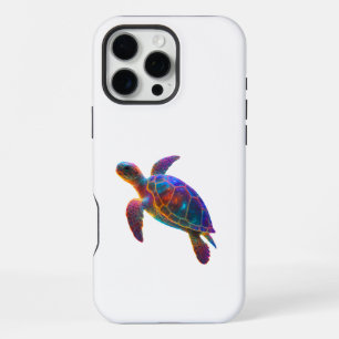Glowing Sea Turtle Art - Vibrant Underwater Reptil iPhone 16 Pro Max Case
