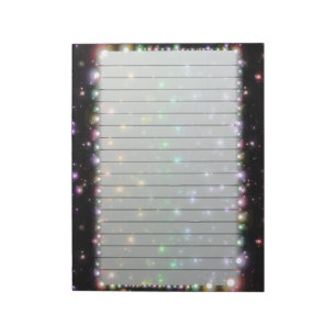 Glowing Shiny Rainbow Stars In Space Lined Notepad