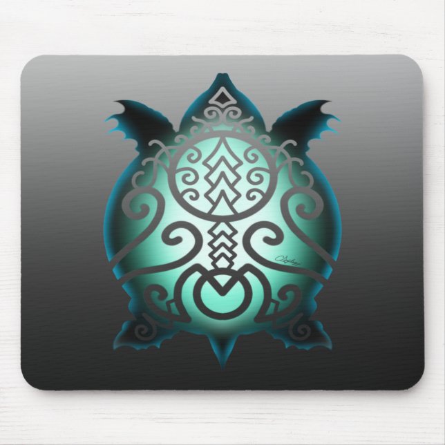 Glowing Silhouette Snapper Turtle Mouse Pad (Front)