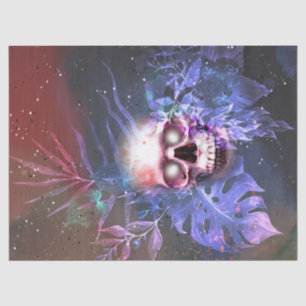 Glowing Skull Rainbow Flowers Decoupage Tissue Paper