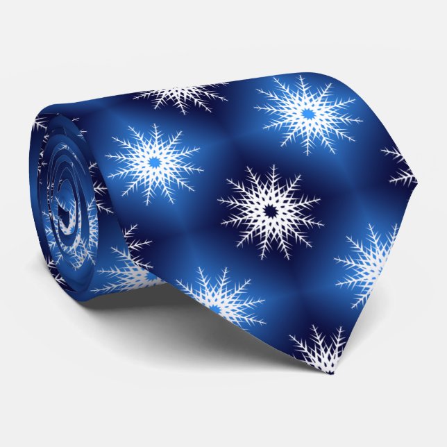 Glowing Snowflakes Blue Tie (Rolled)