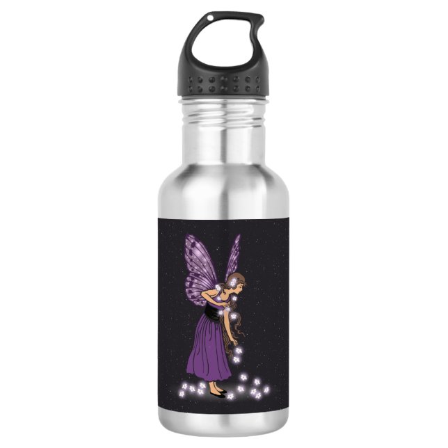 Glowing Star Flowers Pretty Purple Fairy Girl 532 Ml Water Bottle (Front)