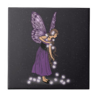 Glowing Star Flowers Pretty Purple Fairy Girl