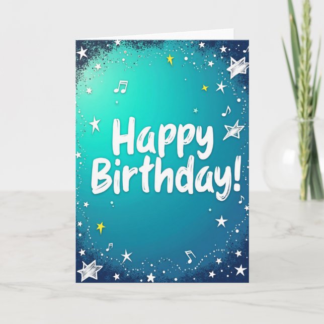 Glowing Starry Birthday Card (Front)