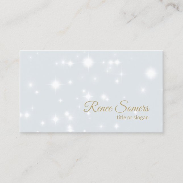 Glowing Stars Light Blue Business Card (Front)