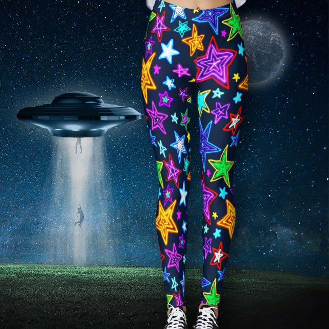 Glowing Stars Pattern Dark Blue Leggings (Creator Uploaded)