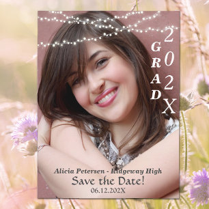 Glowing String Lights Modern Graduation Announcement Postcard
