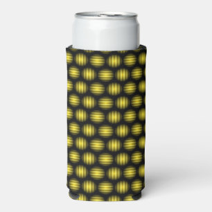 Glowing striped yellow circles black seltzer can cooler