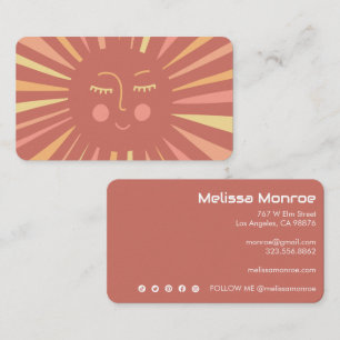 Glowing Sun Cute and Charming Colorful Pink  Business Card