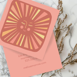 Glowing Sun Cute and Charming Pink  Square Busines Square Business Card