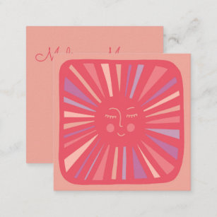 Glowing Sun Cute and Charming Pink Square Business Card