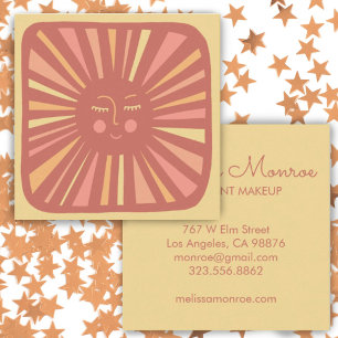Glowing Sun Cute and Charming Pink Square Business Card
