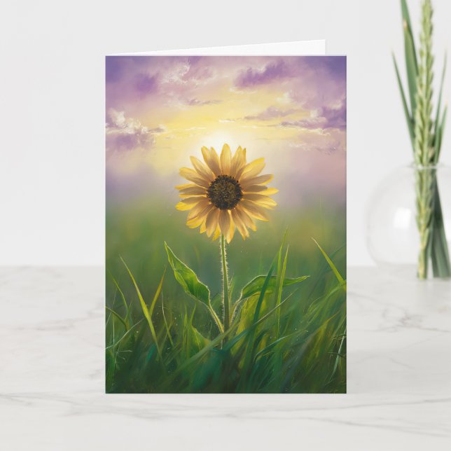 Glowing Sunflower Birthday Card (Front)