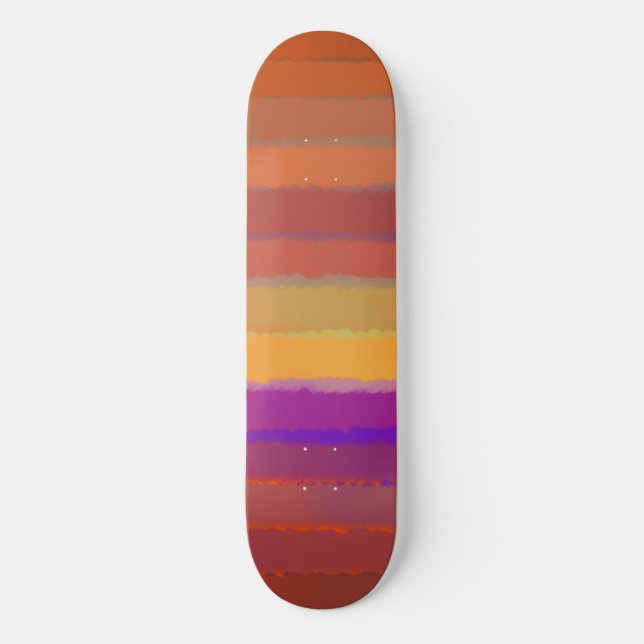 Glowing Sunrise Salty Watercolor Pop Of Colour Art Skateboard (Front)