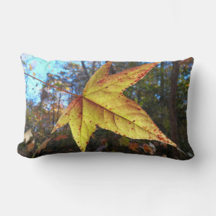 Glowing Sweetgum Leaf in the Forest Lumbar Cushion