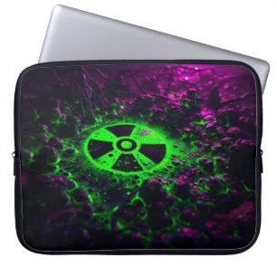 Glowing Toxic Waste Hazard Symbol Laptop Sleeve