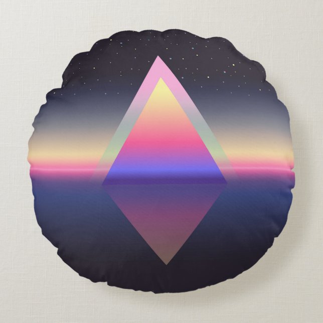 Glowing triangle. Ethereum concept. futuristic abs Round Cushion (Front)