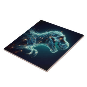 Glowing Tyrannosaurus Rex in Mystical Atmosphere Tile